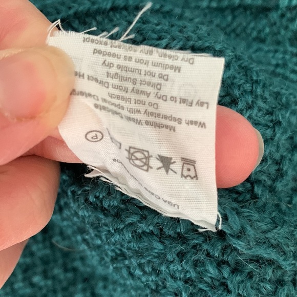 Woolovers button up emerald green cable knit wool cardigan sweater size small - Picture 8 of 8